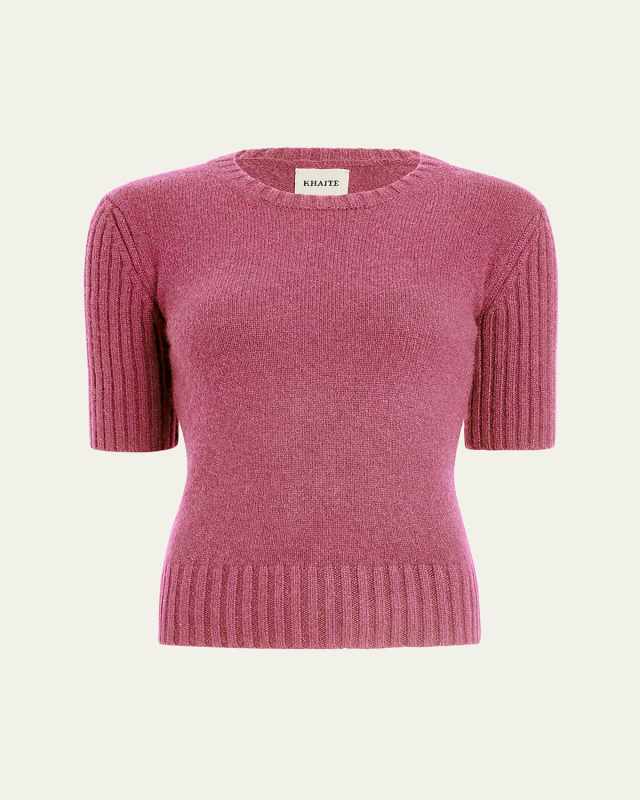 Mia Cashmere Short-Sleeve Sweater